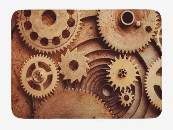 

Industrial Doormat Inside The Clocks Theme Gears Mechanical Device Image in Steampunk Style Print Home Decor Door Floor Mat Rugs