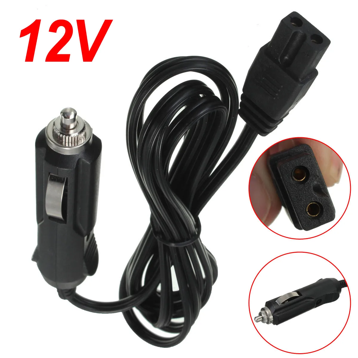 

2m 12V DC Replacement Car Cooler Cool Box Mini Fridge 2 Pin Lead Cable Plug Wire Bumper Cigar Lighter Plug for Going Out