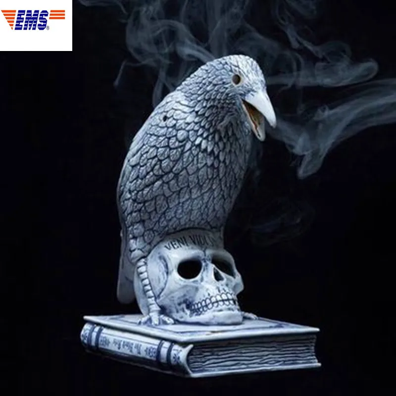 

32CM Ceramics Simulation Stereoscopic Crow Sculpture AromaStone Incense Burner Action Figure Toy X2364