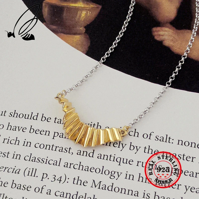 

925 Sterling Silver Necklace Irregular Gold Color Pendant Vintage Party Dainty For Women Collares De Moda 2019 Accesorios Mujer