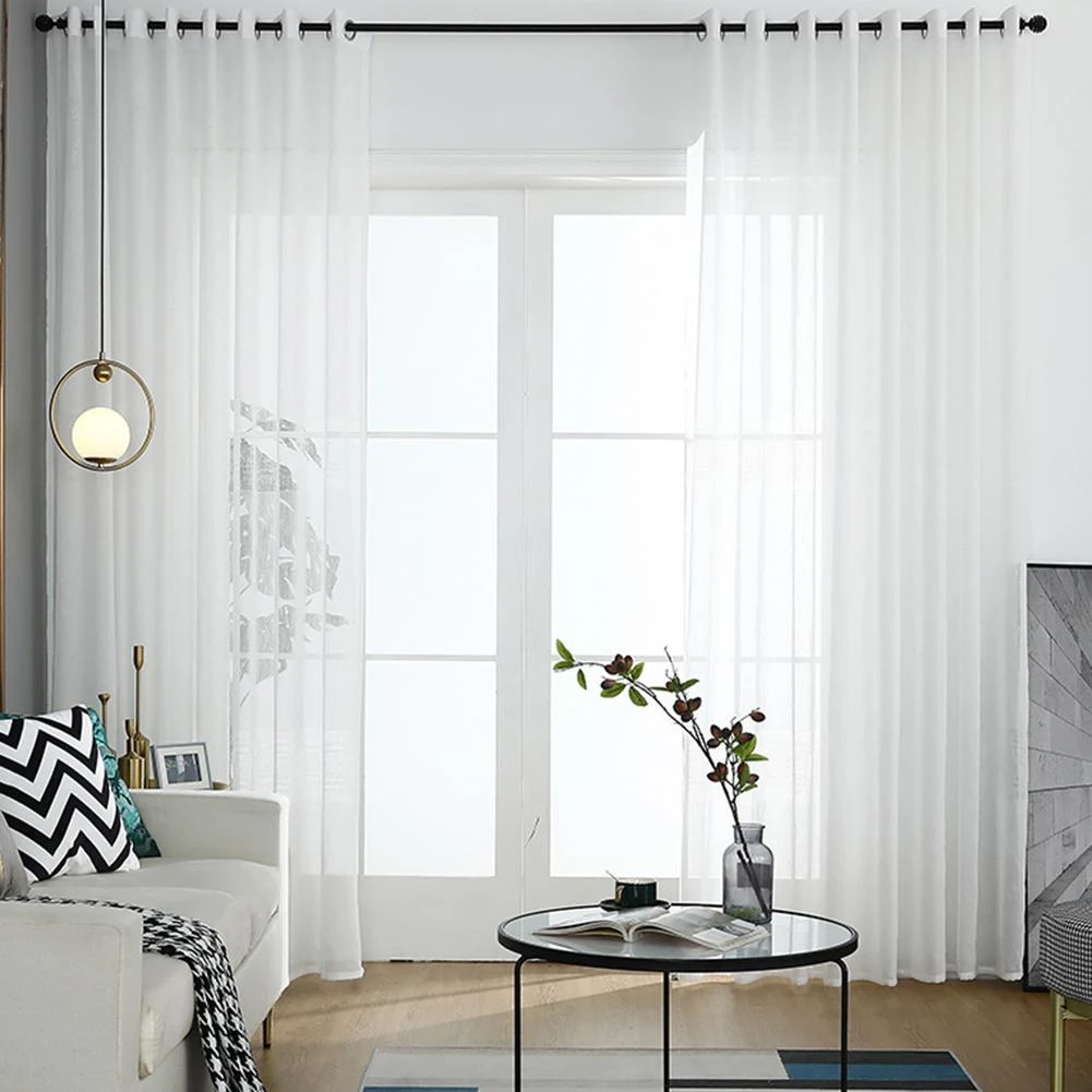 Cortinas para sala de estar de tul blanco transparente gasa moderna 