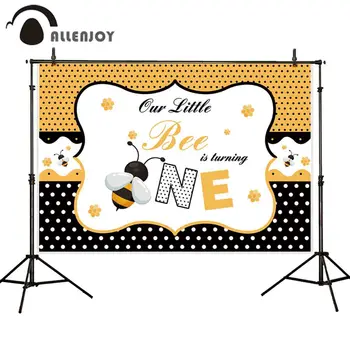 

Allenjoy bee Photography Backdrops child 1st birthday photophone photocall decor honey baby newborn dot yellow black wallpapers