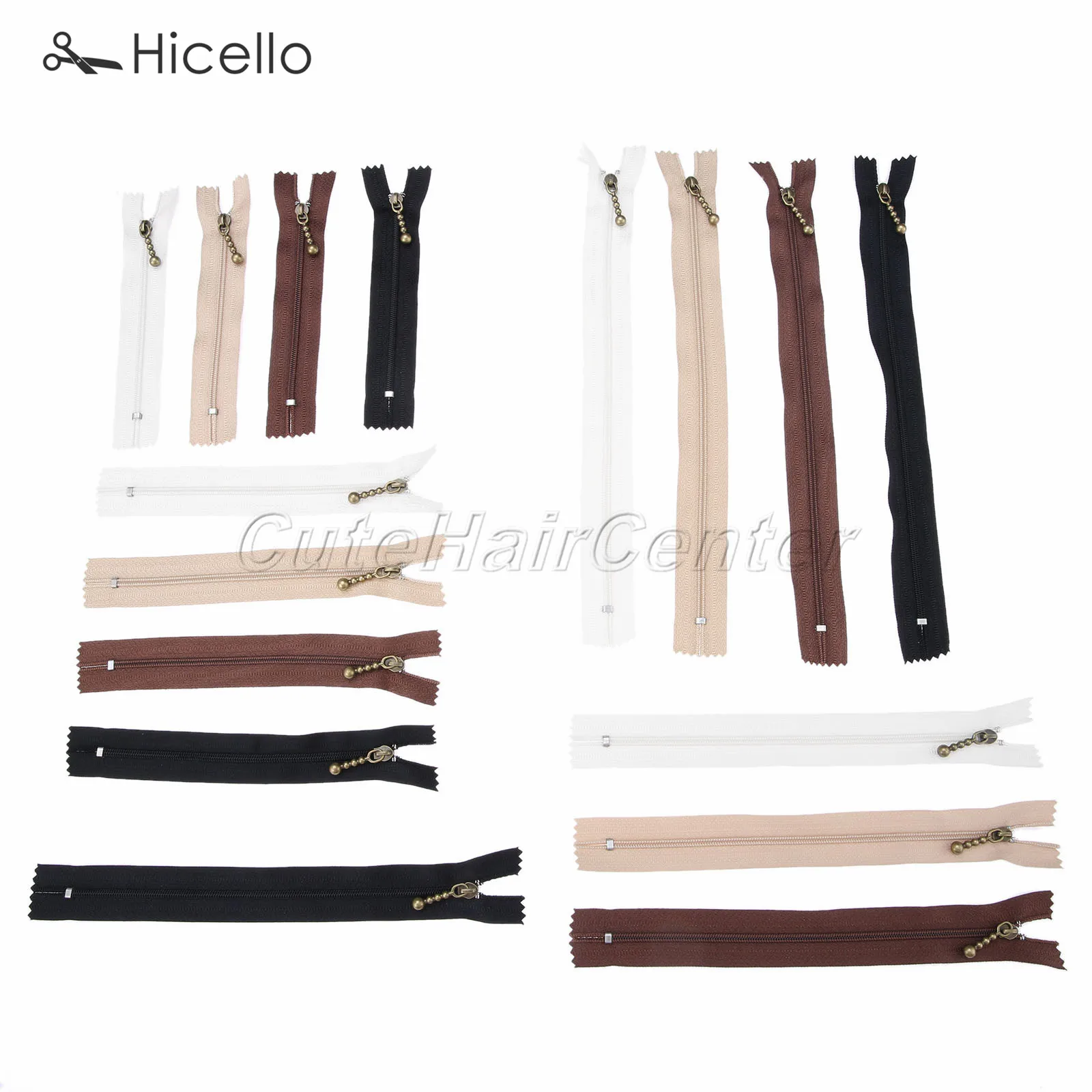 8pcs Nylon Zippers 3# Metal 12cm/15cm/20cm/25cm mix-color DIY jacket Coat Bat Tent open end zipper Sewing Clothing Hicello