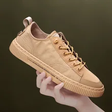 Неглубокие повседневные мужские туфли из Вулканизированной Ткани на плоской подошве со шнуровкой весенне-осенние студенческие Кроссовки для отдыха для мальчиков