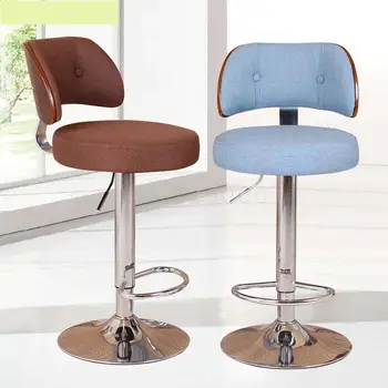 

Bar stool Nordic bar chair bar stool rotating chair solid wood backrest cashier front desk high stool