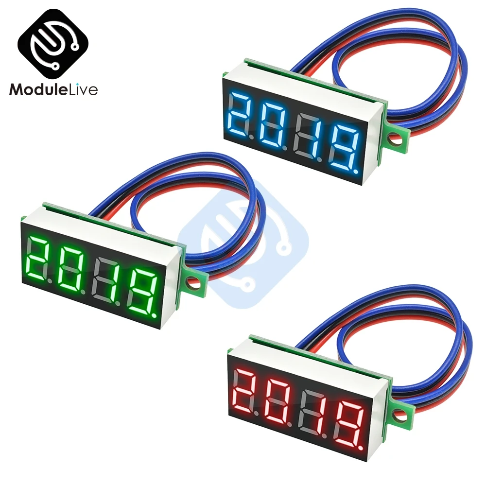 0.36 inch 0.36'' Mini Digital Voltmeter Volt Voltage Meter LED Panel Electric Voltage Tester 3 Wires 12V 24V 48V DC 0-100V 4 Bit