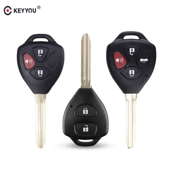 

KEYYOU 2 3 4 Button Remote Blank Key Fob Case Shell Fob For Toyota Corolla RAV4 Camry Auto Car Key Toy43 Blade Replacement