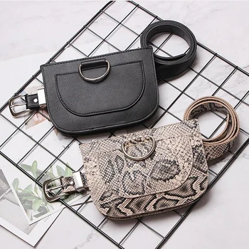 

Serpentine Fanny Pack Women Waist Pack Pu Leather chest Bag Female Fashion Snake Skin Belt Bag High quality Purse