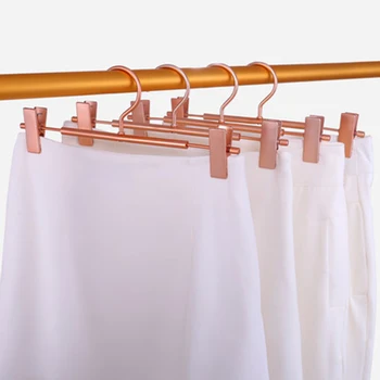 

5 pcs/lot Metal Trousers Hangers Aluminium Alloy Pants Racks Non-slip Seamless Clothes Hanging Size Adjustable Hook Portable