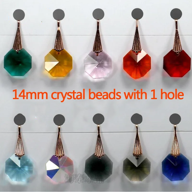 

Color Crystal Octagon Beads 1 Hole Chandelier Parts Garland Strands Wedding Suncatcher Hanging Pendant Prism Octagonal Beads
