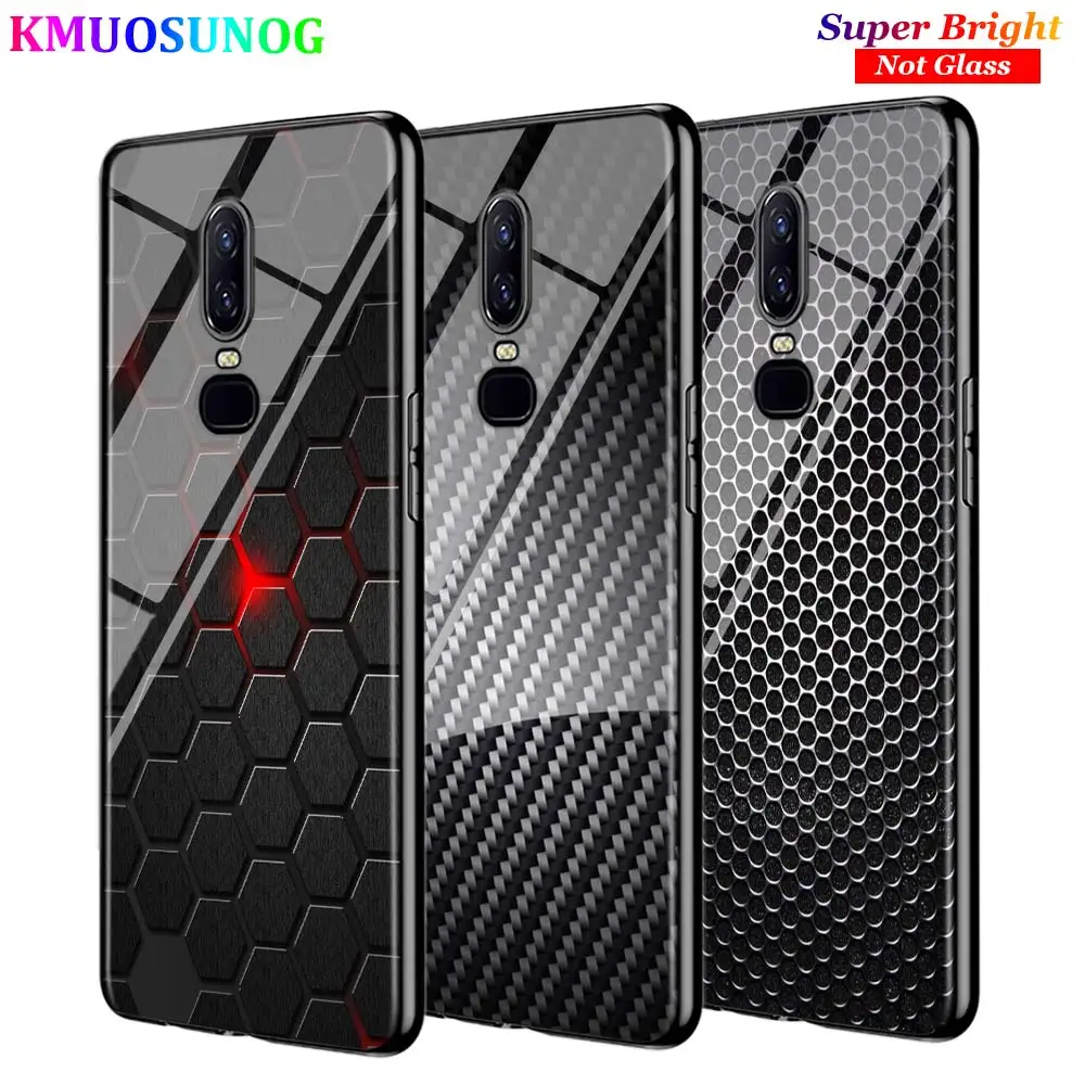 

Black Silicone Case Carbon structure Fiber Back Cover For OnePlus 7Pro 7 6T 6 5T 5 Super Bright Glossy Phone Case