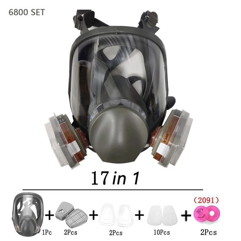 6800 Suit Full Face Respirator Gas Mask Formaldehyde Protection Industrial Painting Spraying Respirator Safety Work Filter