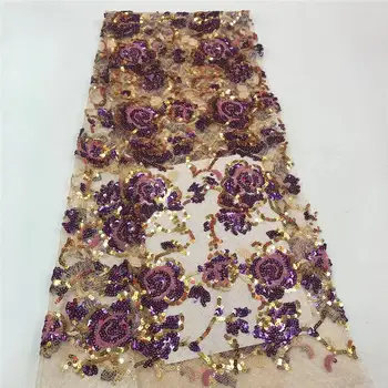 

Latest African french Laces Fabrics with seuqins High Quality Nigerian Net tulle Lace Fabric for women for wedding lace -H5