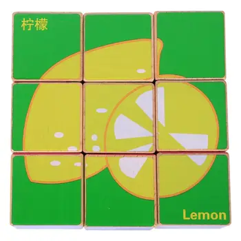 

MWZ Wooden Toys Cartoon Six Sides Painting Building Block 3D Toys Kids Early Learning Educational Jouet Birthday Gift For Baby,