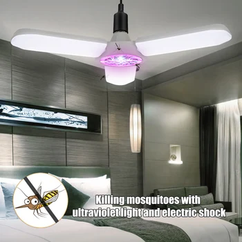 

45W E27 LED Bulb Ceiling Fan Lights Mosquito Killer Tri-blade Lamp Killer Fly Bug Insect Trap Night Lamp