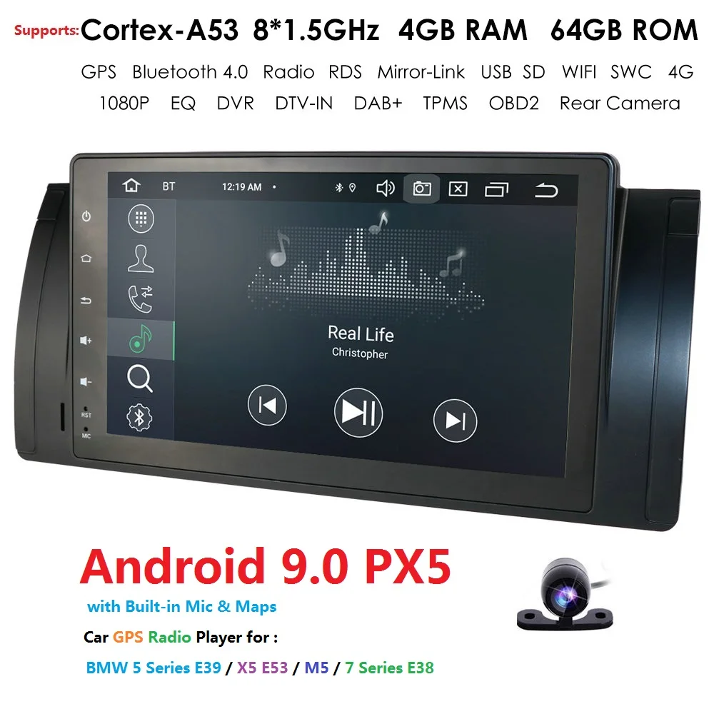 hizpo Autoradio GPS Navigation Android 9.0 OS 9 inch Touchscreen WiFi Bluetooth Fit BMW 5 E39 BMW X5 E53 BMW M5 BMW 7 Series Cam hizpo Autoradio GPS Navigation Android 9.0 OS 9 inch Touchscreen WiFi Bluetooth Fit BMW 5 E39 BMW X5 E53 BMW M5 BMW 7 Series Cam