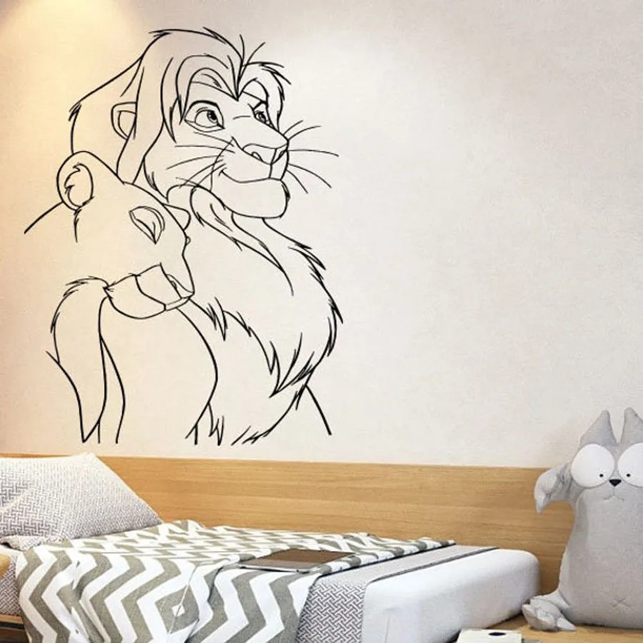 Two Lions Wall Stickers Kindergarten Bedroom Cartoon Vinyl Wall