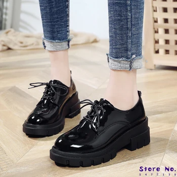 

Clogs Platform British Style Nurse Shoes Autumn Black Flats Casual Female Sneakers Oxfords Women's Ladies' Footwear Round Toe