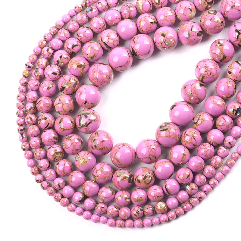 

Light Purple Howlite Stone Round Loose Shell Beads for Jewelry Making 15'' Strand DIY Bracelet 4/6/8/10/12mm