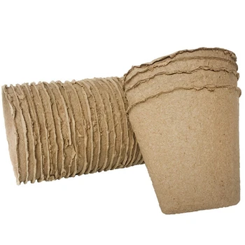 

50Pcs Tool Pots Nursery Cup Plants Garden Tray Supplies Eco-Friendly Biodegradable Pulp Vegetable Fruit Seedling Raising