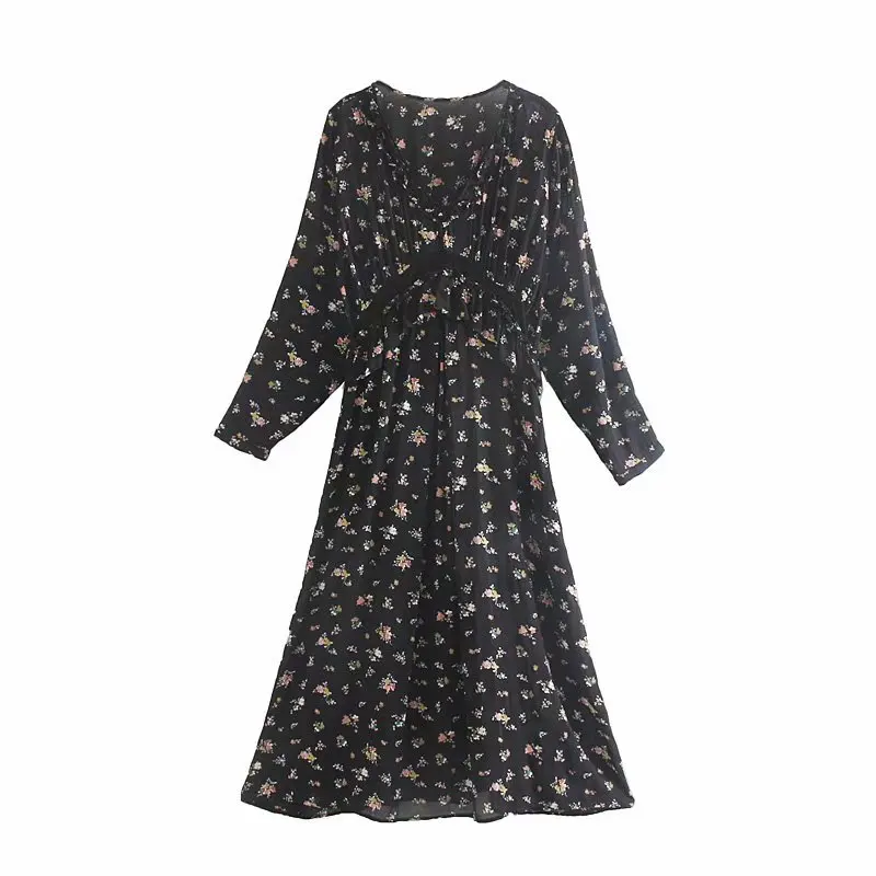 2019 женское осеннее элегантное платье с цветочным принтом vestidos кружевное средней