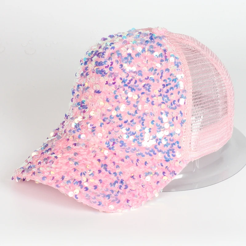 Korean Women Girls  Fashion Sports Beanie Hat Decorative Outdoor Street Baseball Cap with bling mesh