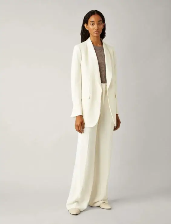 Ivory Shawl Lapel Women Suits Blazer with Pants Suits Set Long Sleeve Suit Women Jacket Suits Ladies Customize Made