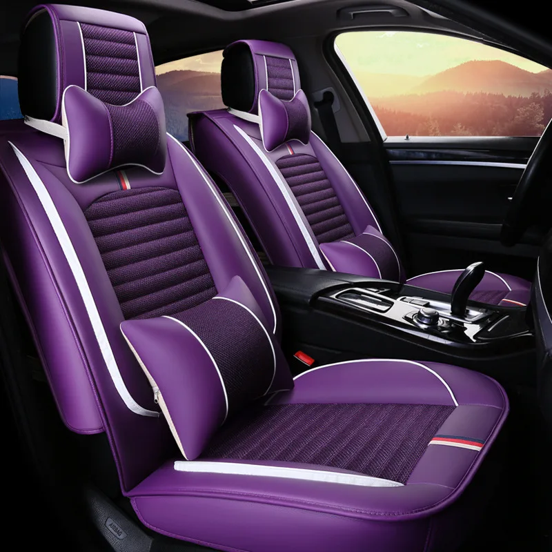 

CHERY 2018-jie tu X70S Four Seasons Universal Car Cushion Cover Leather Spell Flax All Edges Included Seat Cover Only Seat Cushi