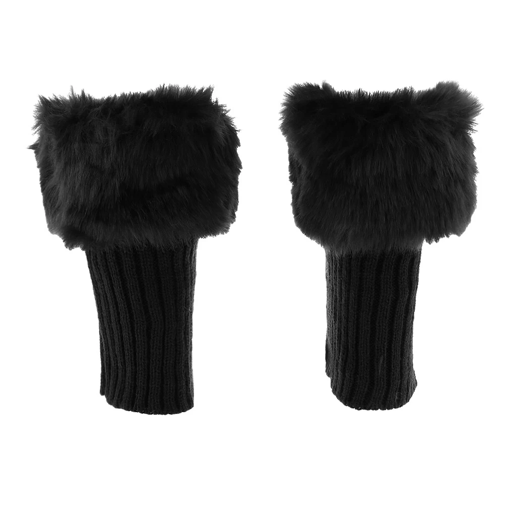 1 Pair Women’s Fuzzy Fluffy Knit Boots Cuff Sleeves Fur Trim Toppers Autumn Winter Leg Warmer elastic band  firmly wrapping leg