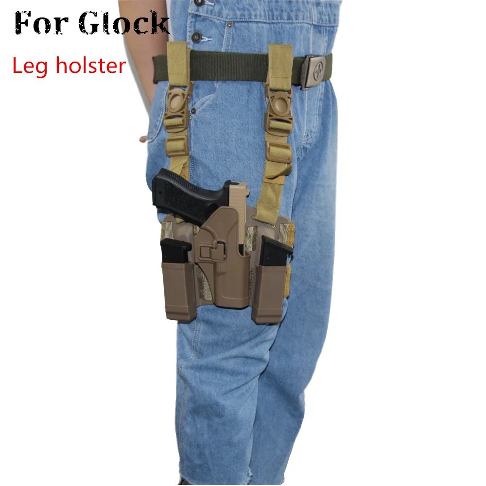 Holsters com Compartimento Glock 31 Coxa Perna Pistola Coldre Militar Airsoft Arma Bolsa Tático Caça Acessórios Cqc 17 19 30