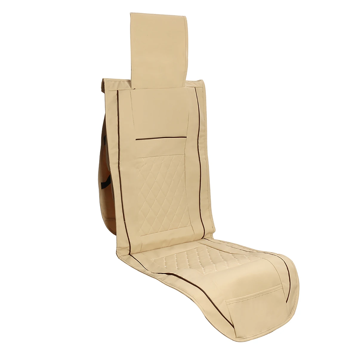 Beige Нескользящая подушка для передних сидений из искусственной кожи, четыре сезона, универсальная подушка для автомобильных сидений, чехол для сидений автомобиля - Название цвета: Beige