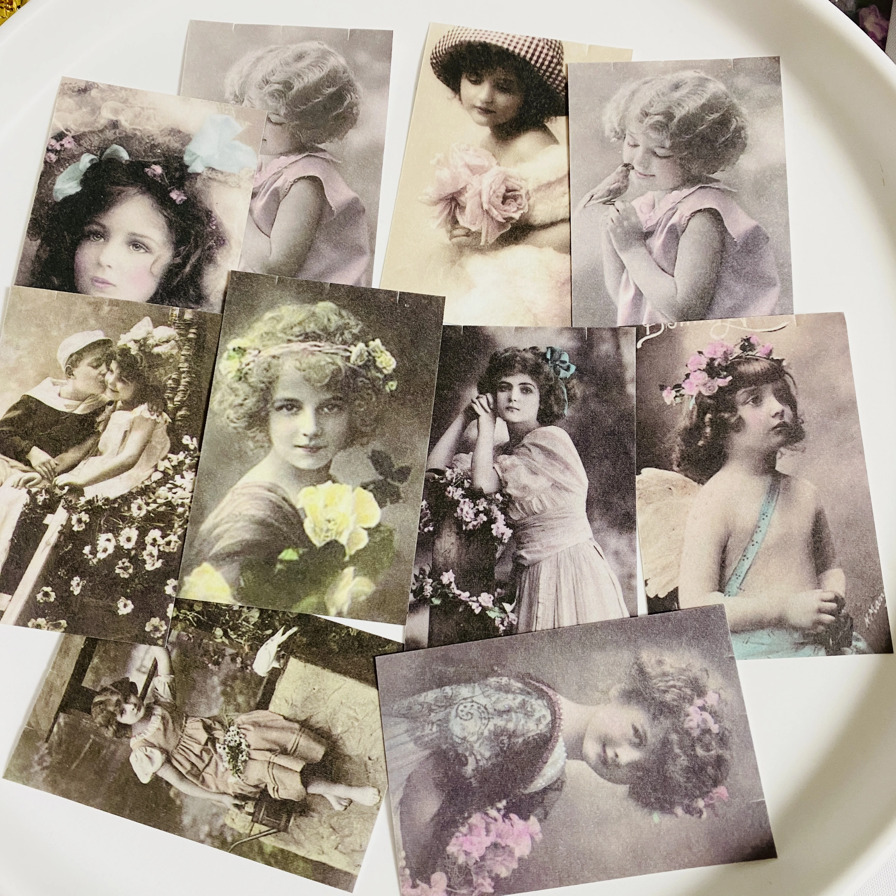 50pcs vintage little girl old photo stickers diy scrapbooking base collage diary happy planner photo props gift seal decoration stickers aliexpress