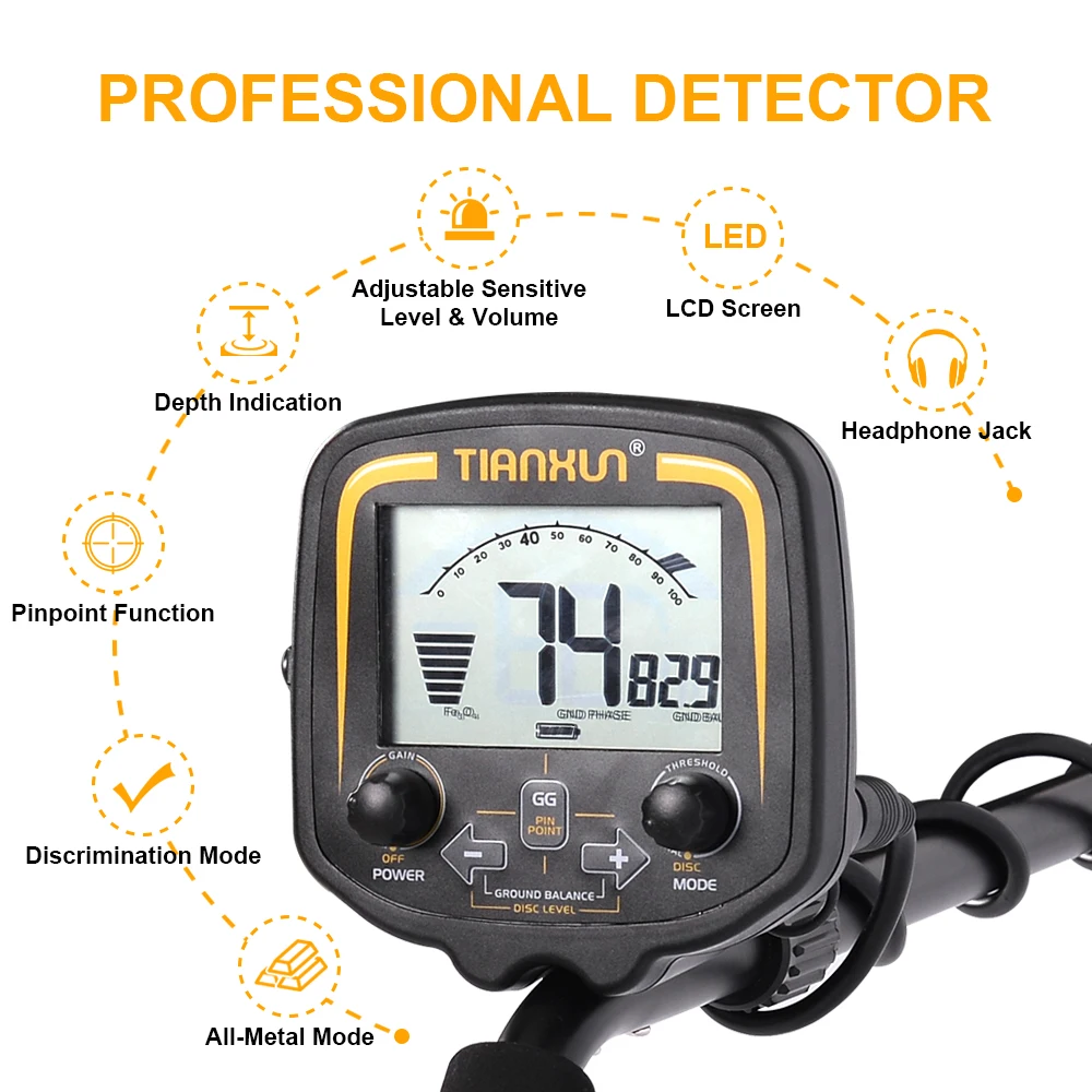Beste TX 850 + GP360 + Beschermhoes Draagbare Hoge Gevoeligheid Underground Metal Gold Detector Hunter Finder Lcd Diepte 2.5 M