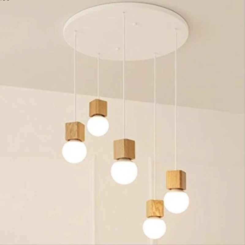 

Simple Creative Dining Room Chandelier Modern Art Bedroom Study Living Room Lamp Nordic Solid Wood Bar Table Lamp