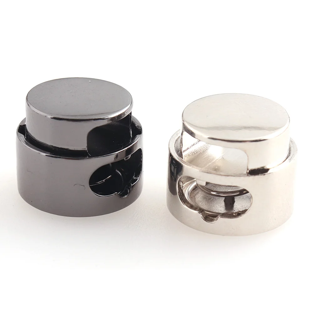 

Round Cord Locks gunmetal/sliver cord stopper spring buckles elastic cord toggle metal toggle double hole buckle face mask locks