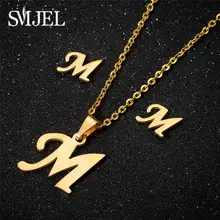 SMJEL мини A-Z Pendientes Iniciales серьги с буквами ювелирные изделия из нержавеющей стали персонализированные рождественские подарки для женщин девочек колье