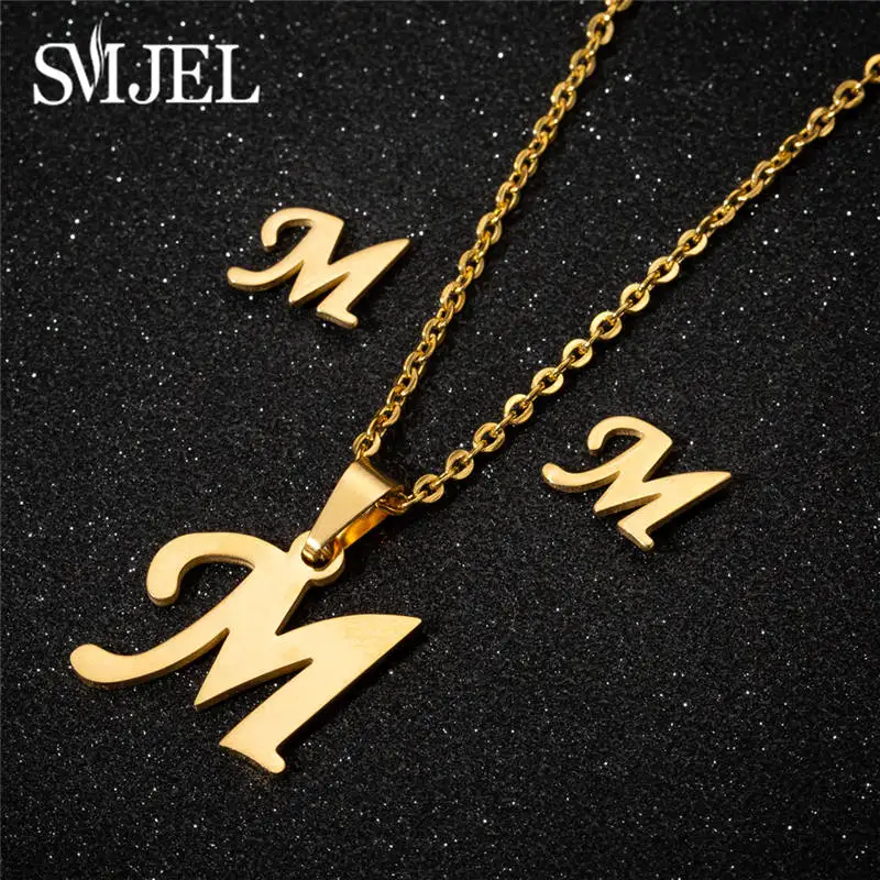SMJEL Mini A-Z серьги в виде букв из нержавеющей стали ювелирные изделия