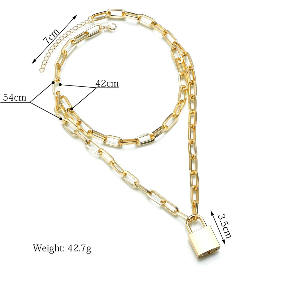 DLUXCA Stainless Steel Multiple Round Circle Open Disc Cable Double Layer Stack Necklace | WA-2054