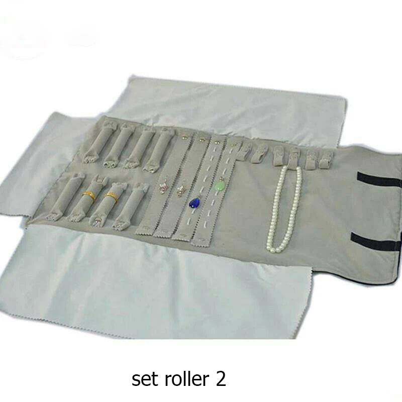 set roller 2 Сумка-Органайзер для ювелирных изделий, мягкие бархатные дорожные сумки, ожерелье, серьги, кольцо, браслет, чехол для хранения, держатель для часов - Цвет: set roller 2