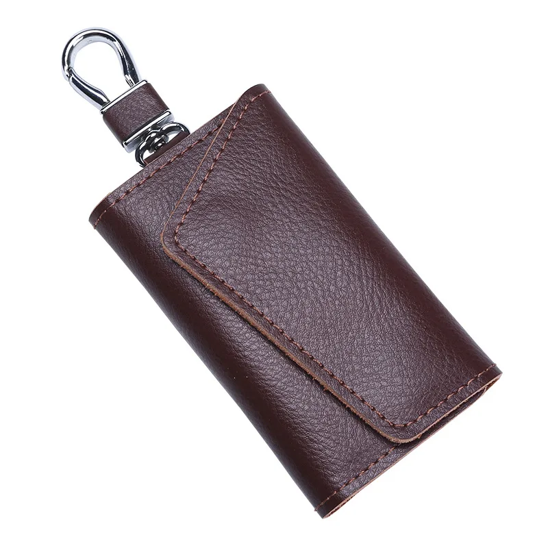 coffee Personalised Key Case Free Engraving Name Leather Key Bags - Цвет: coffee