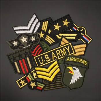 Parches militares de ejército para ropa bordados, placas para planchar parches militares para chaqueta vaquera, 16 unidades por lote