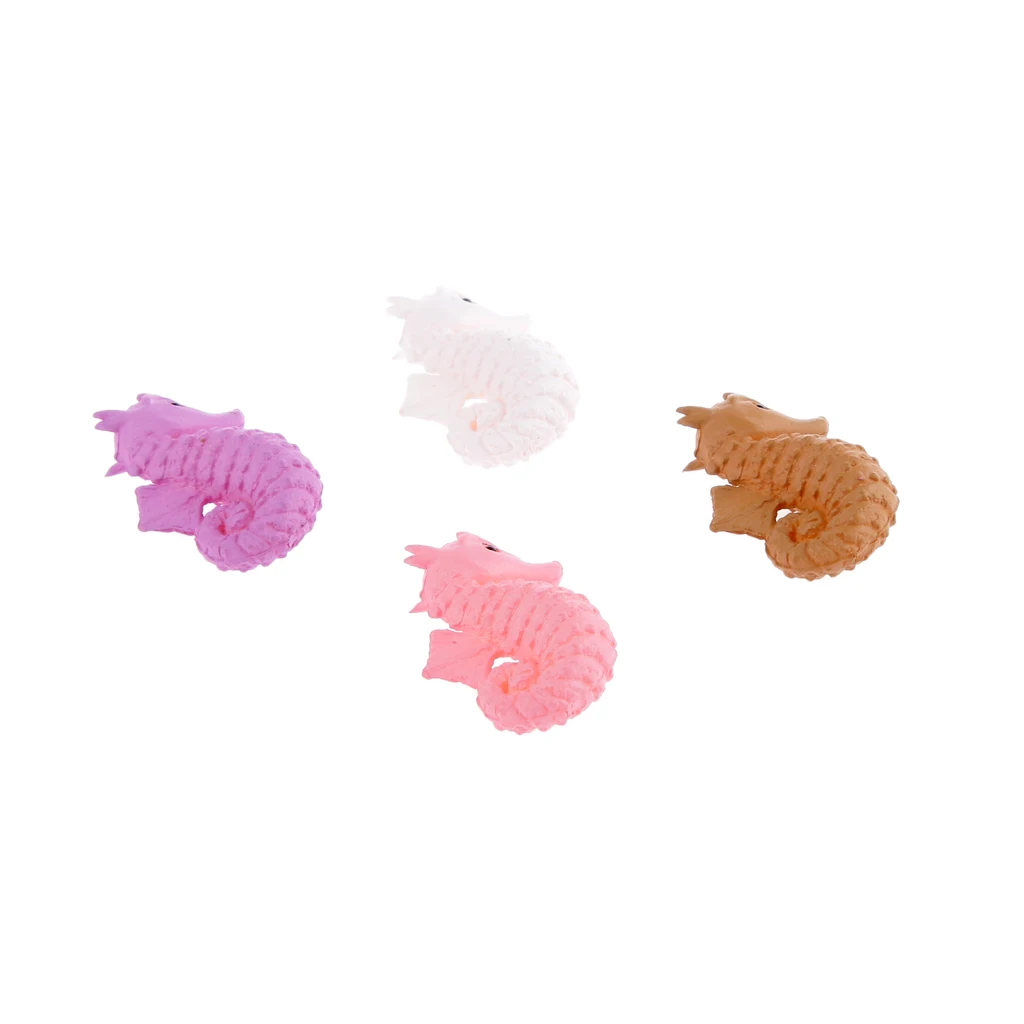 4pcs Micro Landscape Miniature Dollhouse Resin Seahorse Statue Bonsai Yard