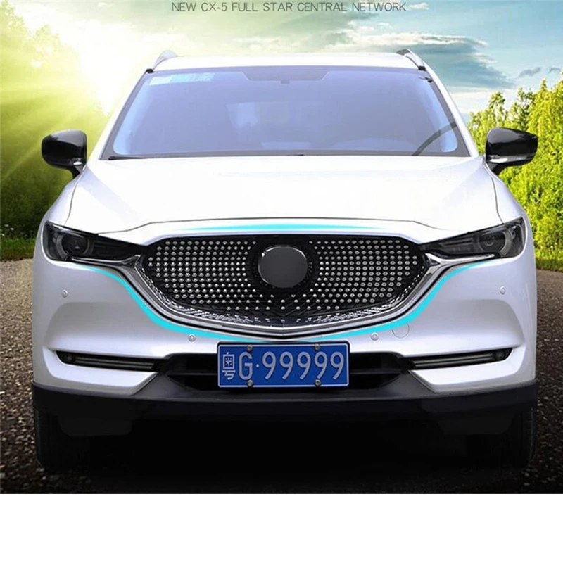 Для алмазных грилей Mazda CX-5 17 18 19 CX5 передний бампер полный звезда гонки решетка грили крышка отделка автомобиля Стайлинг Аксессуары гриль