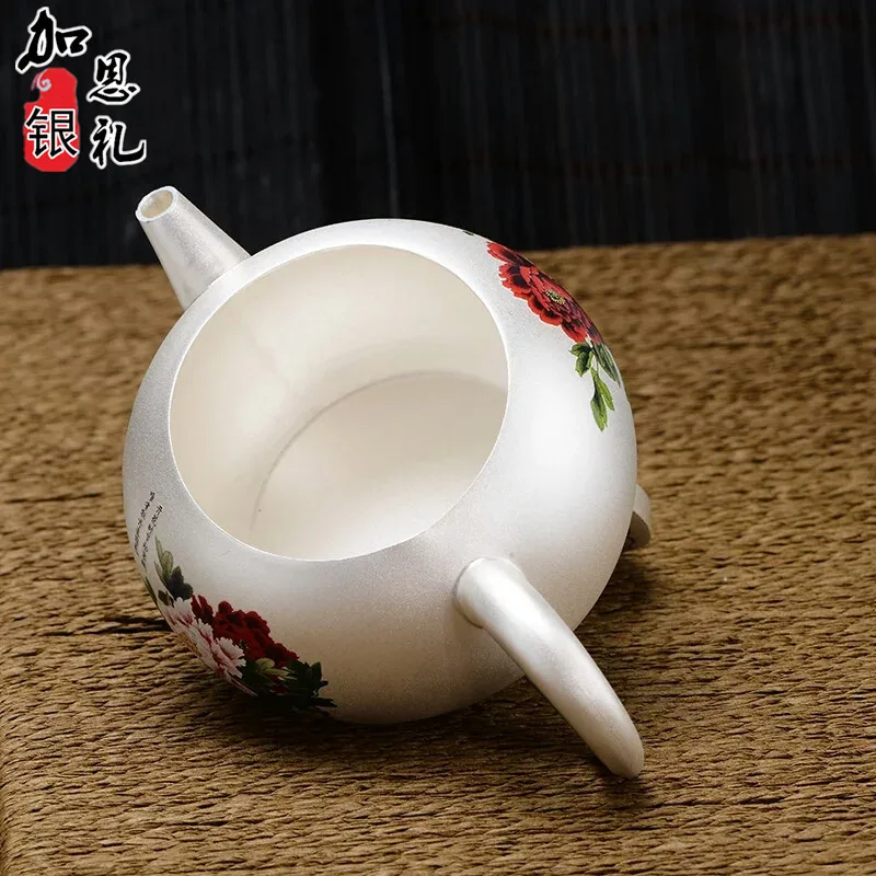 Teapot, kettle, hot water teapot, handmade sterling silver cloisonne tea set, gift collection, kung fu tea set