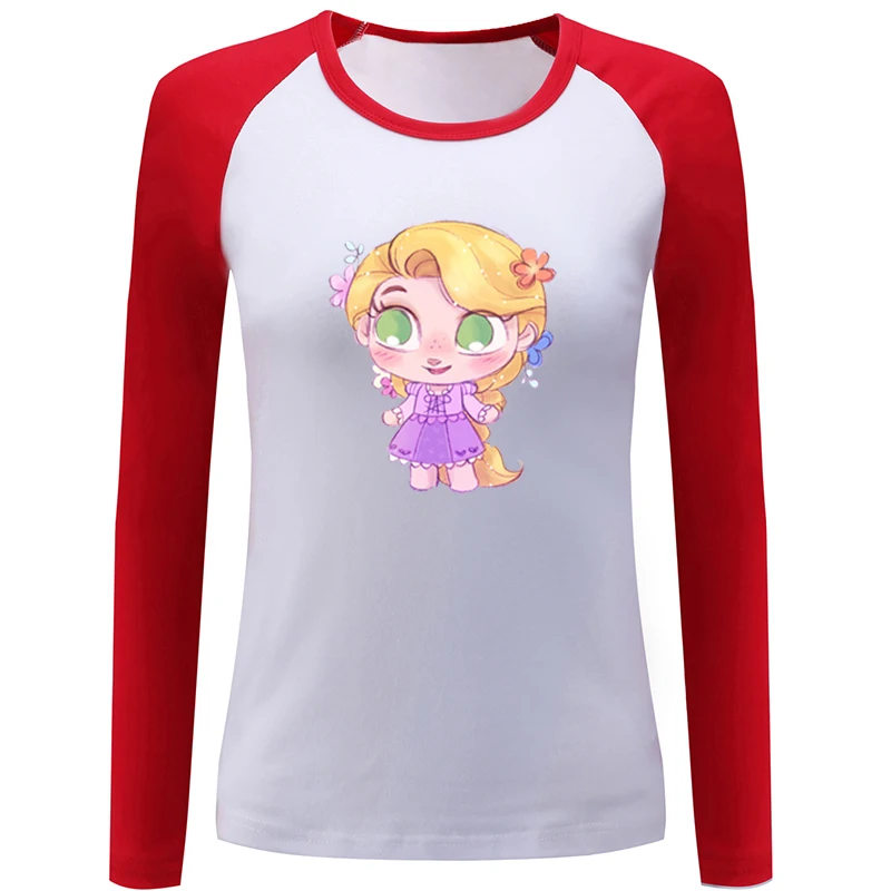 Sleeping Beauty Fairy Tail Guild Symbol Cute Tangled Rapunzel Womens Ladies Printing Graphic Tee Long Sleeve Cotton Present | Женская