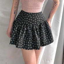 

Summer Floral Print Boho Sexy Mini Skirt Women Fashion High Waist Frills Short Skirt For Women Black Green Alt Pleated Skirts