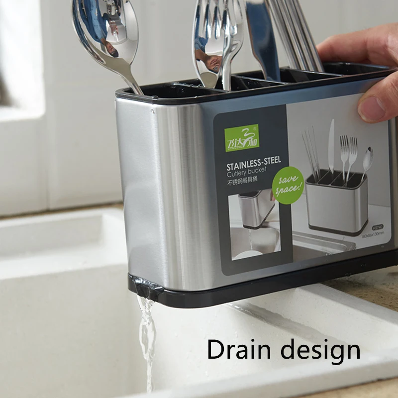 Cutlery Organizer Tableware Draining Chopstick Cage With Water Outlet Tray