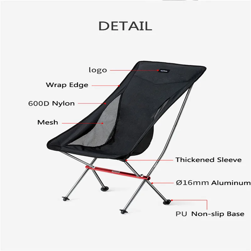  NH18Y060-Z NH Outdoor Portable Folding Chair Ultralight Aluminum Alloy Folding Moon Chair Camping F