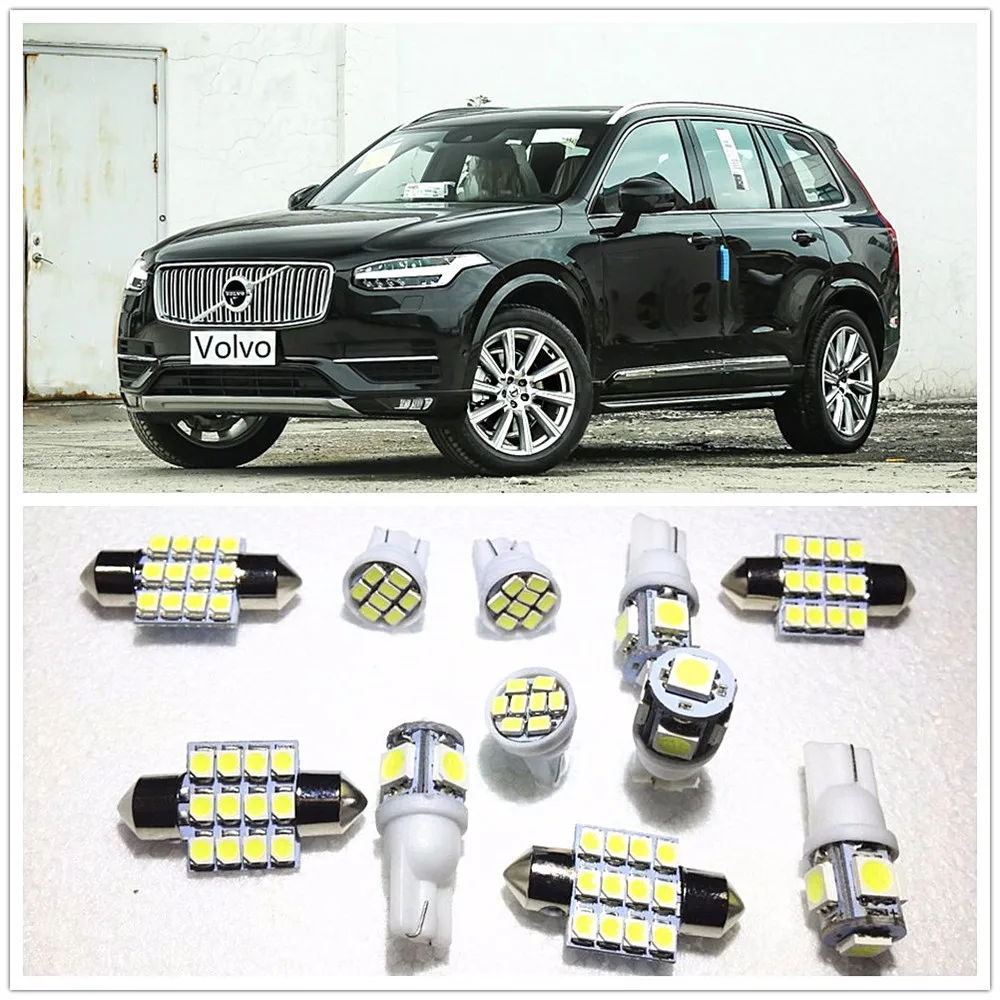 11 set White LED Lights Interior Package 10 &36mm&39mm Map Dome For