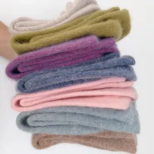 Осенние и зимние носки женские японские толстые однотонные длинные волосы мягкие на ощупь кроличья шерсть теплые женские носки